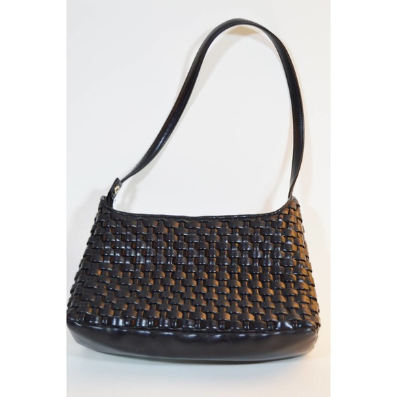 Y2K 90s baguette black braided faux leather purse NineWest - Picture 2 of 3